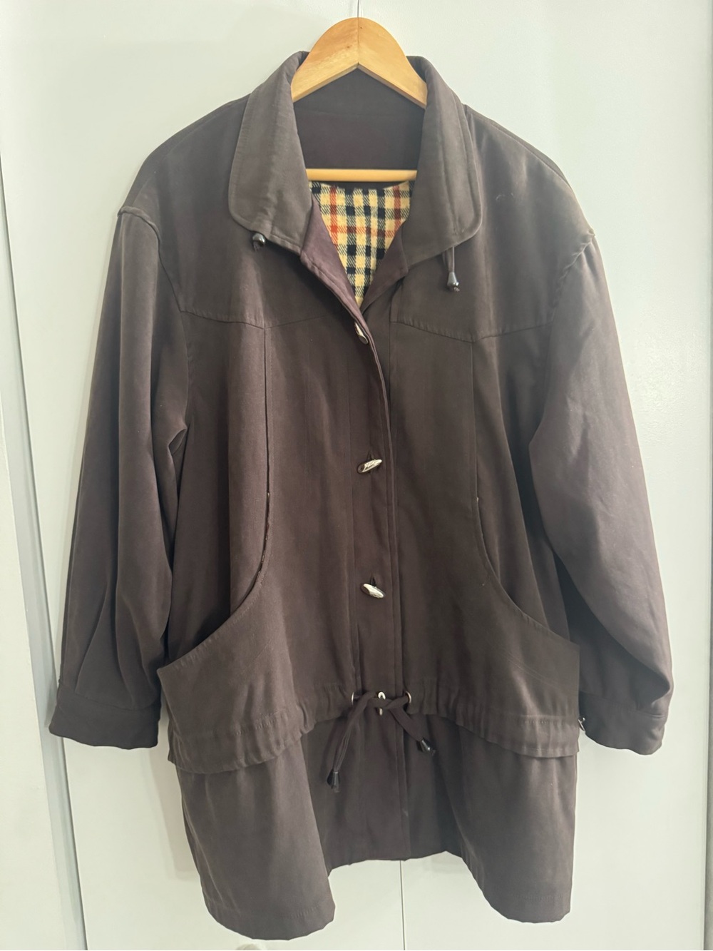 Vintage Katwina Women’s Dark Brown Utility Drawstring Toggle Jacket